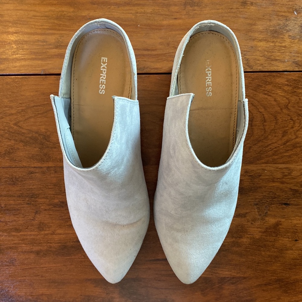 Express Light Grey Open Back Booties - 7 - image 3